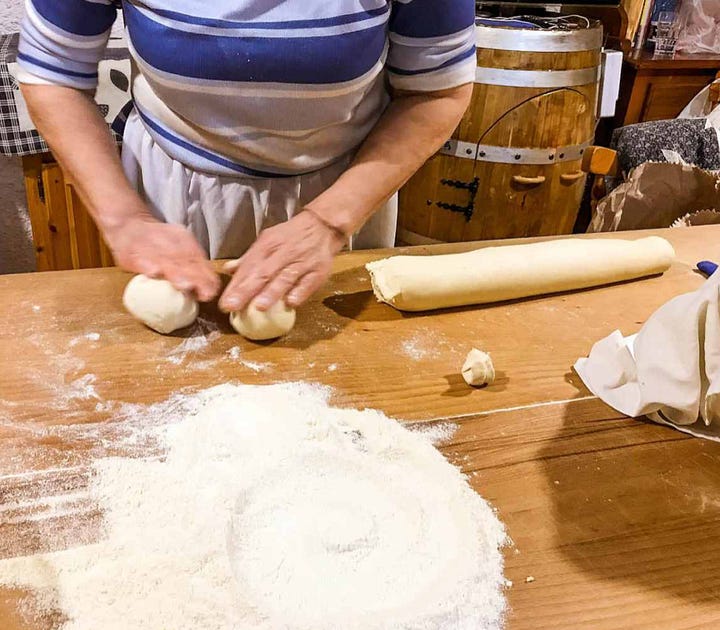 rolling dough balls for pane carasau