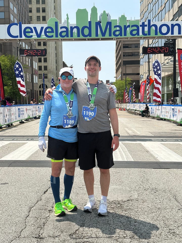 Top left: Josh and I at Chicago Marathon expo. Top right: My wife and I post Chicago Marathon. Bottom right: My dad and I post Cleveland Marathon. Bottom Left: My wife and I post Philly Marathon.