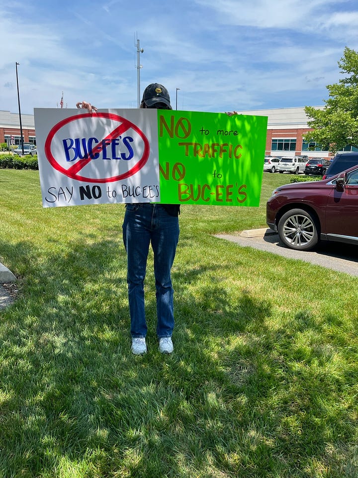 Stafford residents gathered at the county government center on May 22 to protest the proposed Buc-ees. Photos submitted by Better Stafford. 