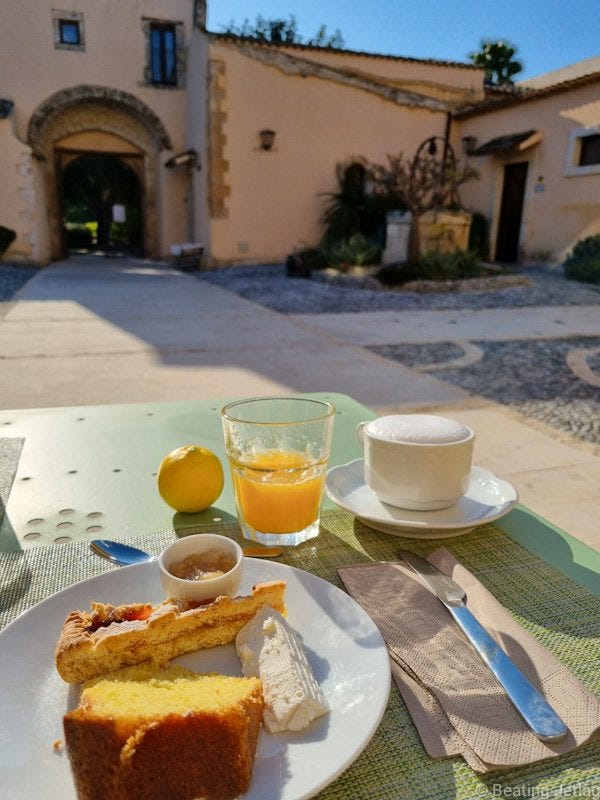 Breakfast and lemon groves in Sicily, Italy