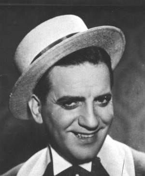 Hymie Jacobson in a straw boater's hat, and a 78 recording of his orchestra