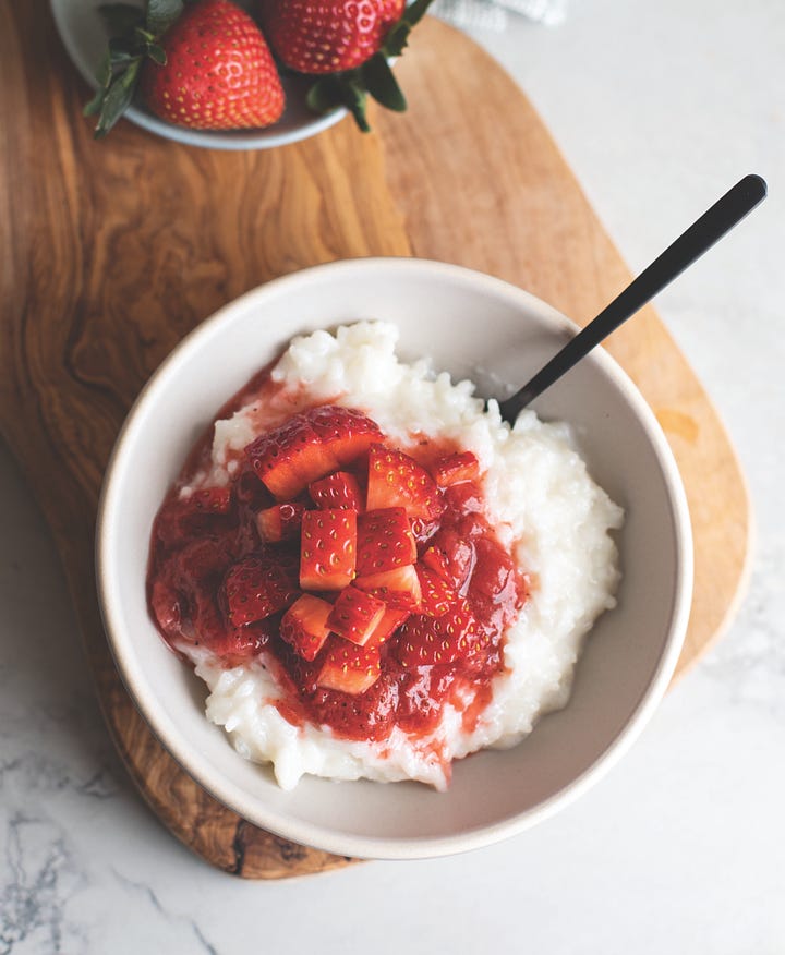 photos from The California Farm Table Cookbook - chicken tosada and sweet rice with strawberries