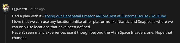 Redditors Feedback on Geospatial Creator for AR Development