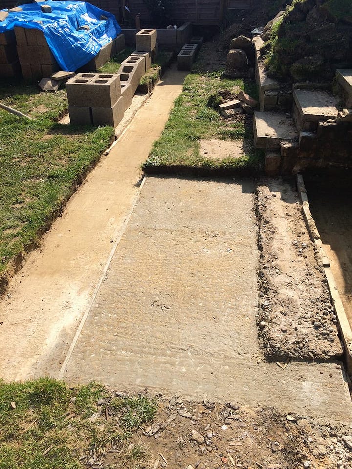 foundations laid for the new construction to begin