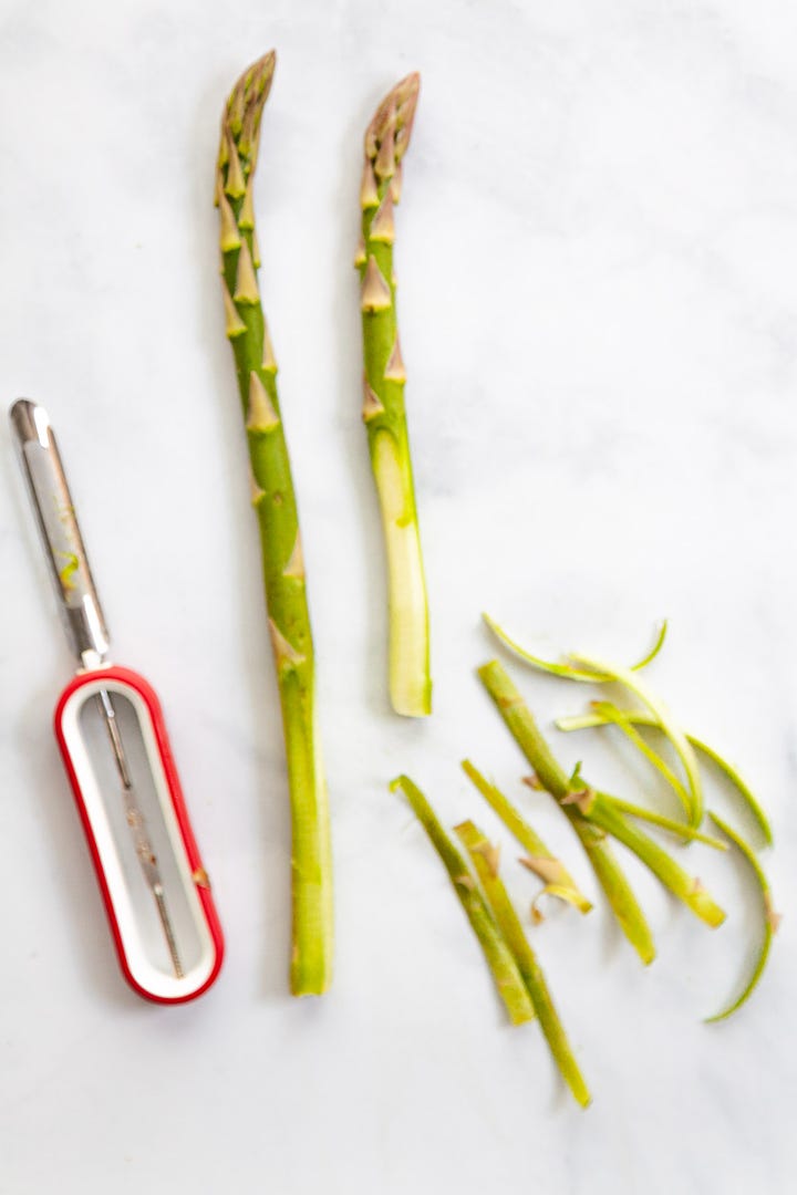 trimmed and peeled asparagus