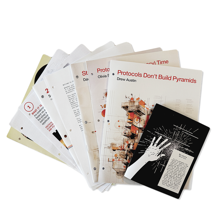 Inserts and 3-ring binder comprising the physical edition of the Protocol Kit from the Summer of Protocols program