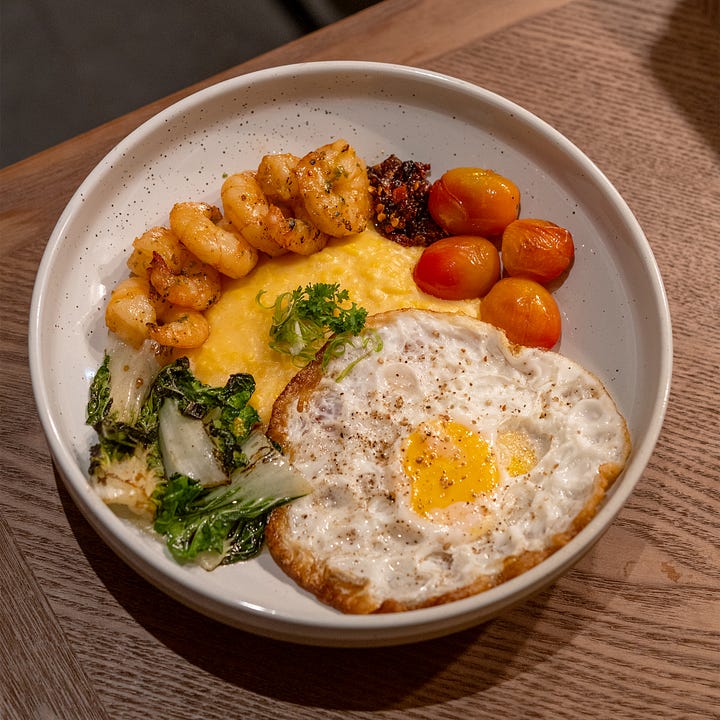 Shrimp and Grits with Sparkling Apple Cider