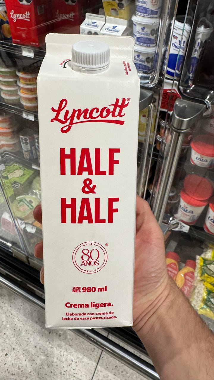 Cartons of half and half and heavy cream showing off the ingredients lists.