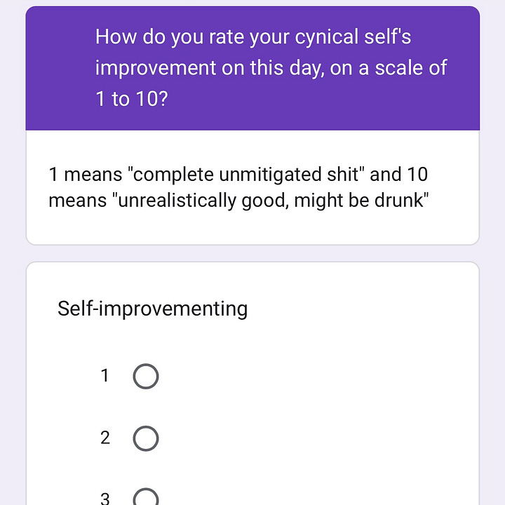 Images of a Google form asking questions about activity tracking.