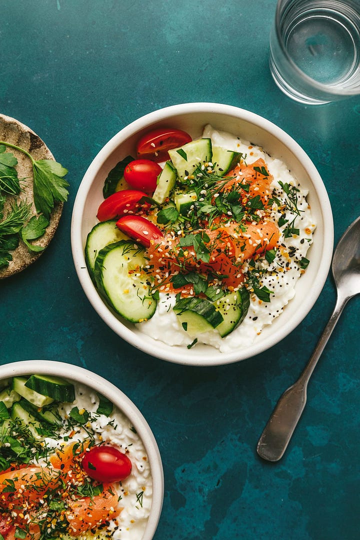 Savory cottage cheese bowls and crustless zucchini quiche.