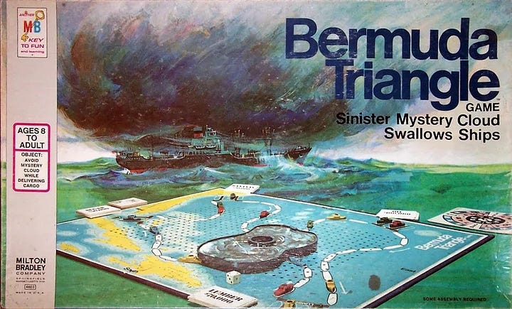 Various items revealing the 1970s obsession with The Bermuda Triangle