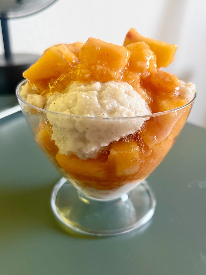 rice pudding parfait with peaches