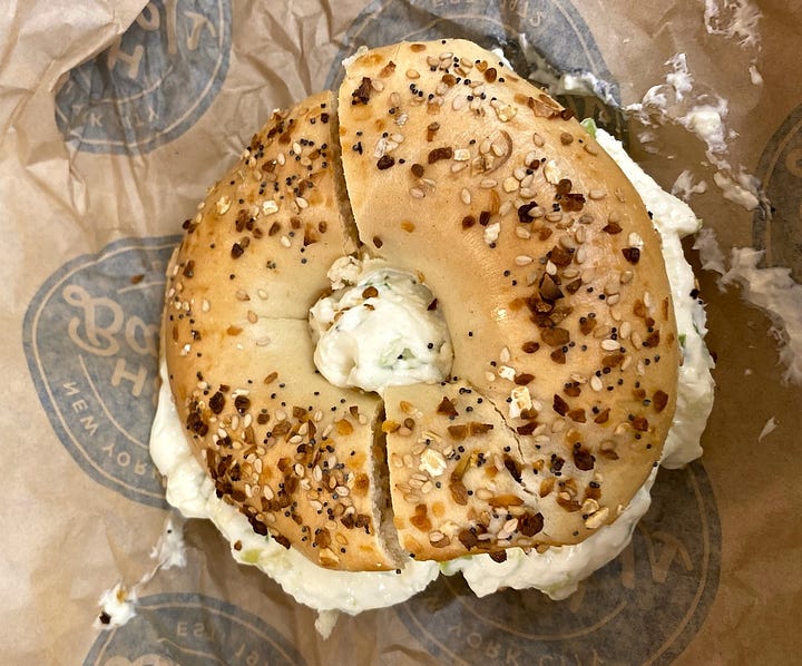 H&H plain bagel and everything bagel