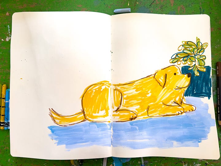 sketchbook drawings of dogs by Beth Spencer
