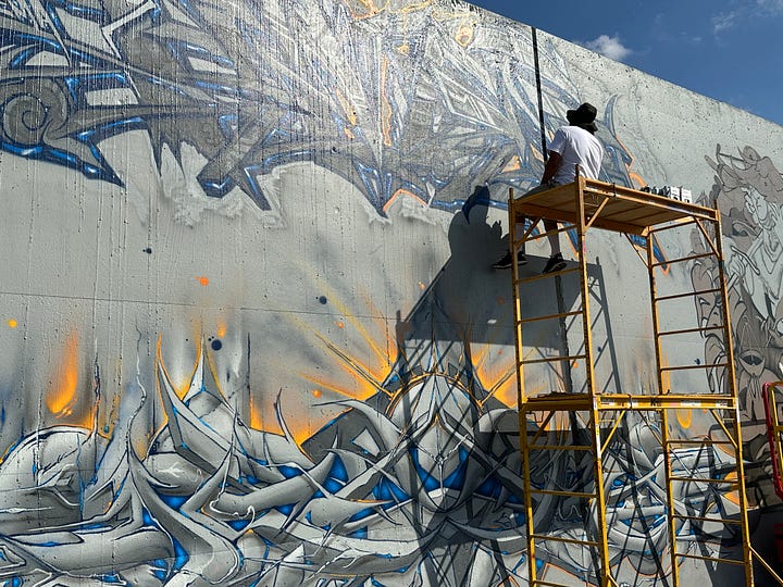 Photos of graffiti art murals 