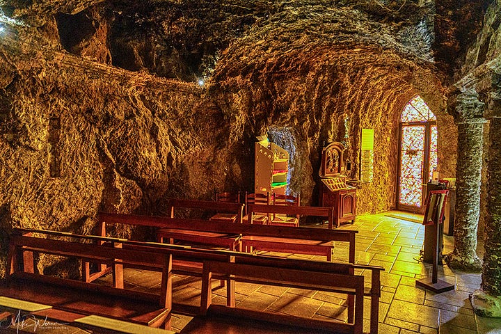 Inside the grotto chapel