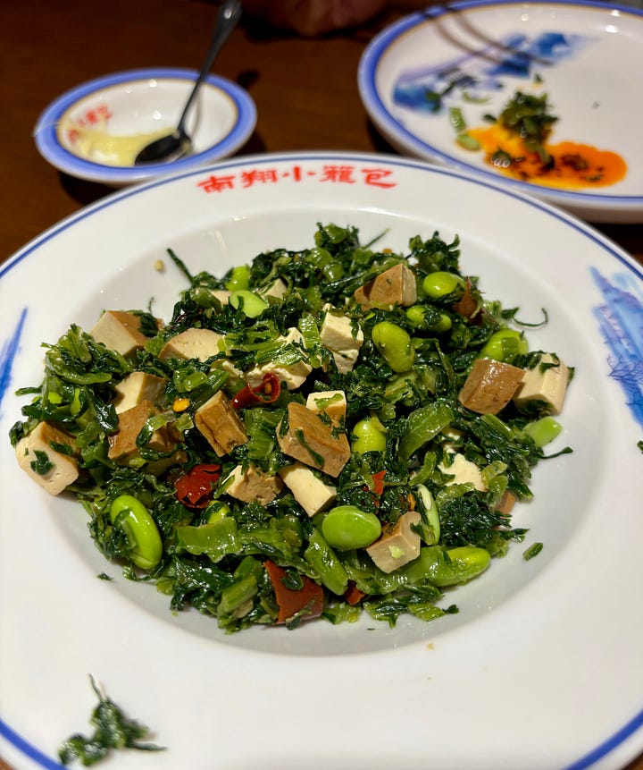 Chive Box and Mustard Leaf-Tofu Salad