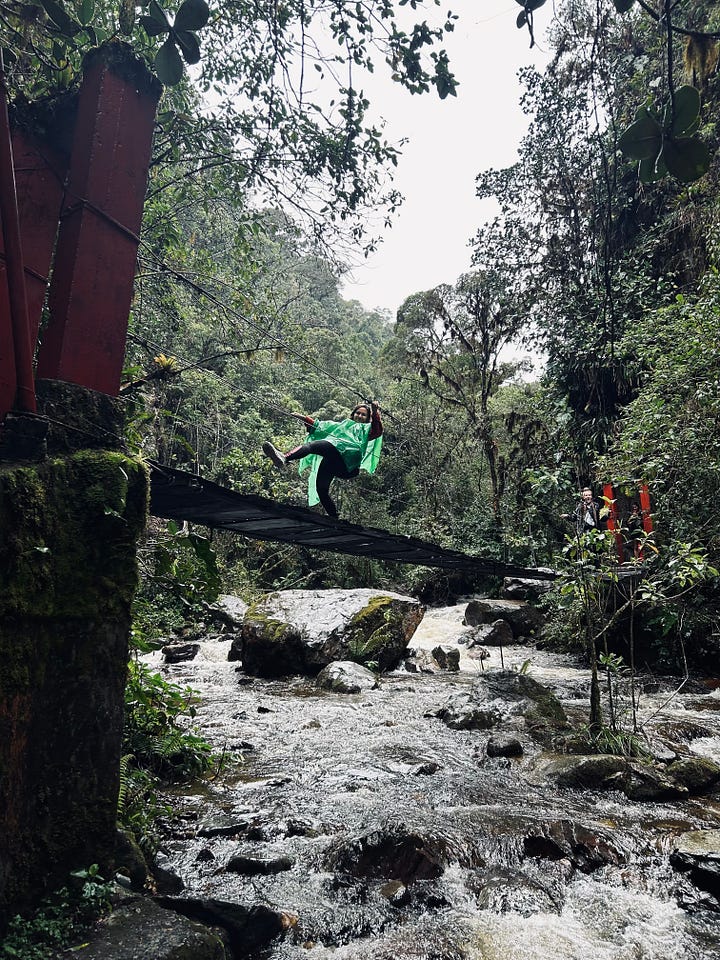 Poncho-umbrella combo, Cocora Valley hike.