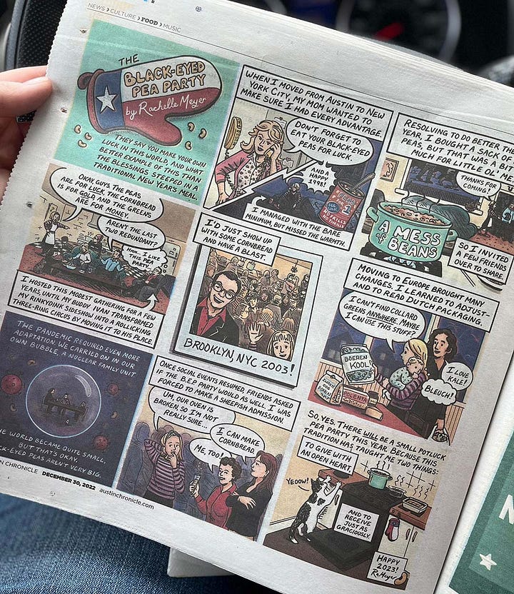 front cover and full-page comic in The Austin Chronicle