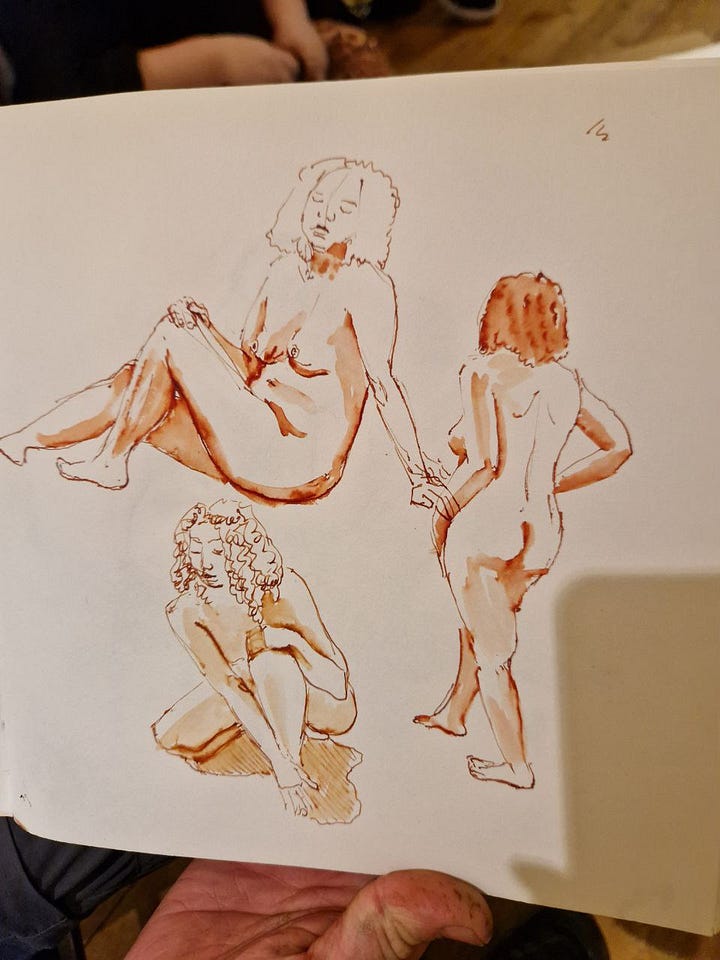 art nude drawing of female model in cardiff