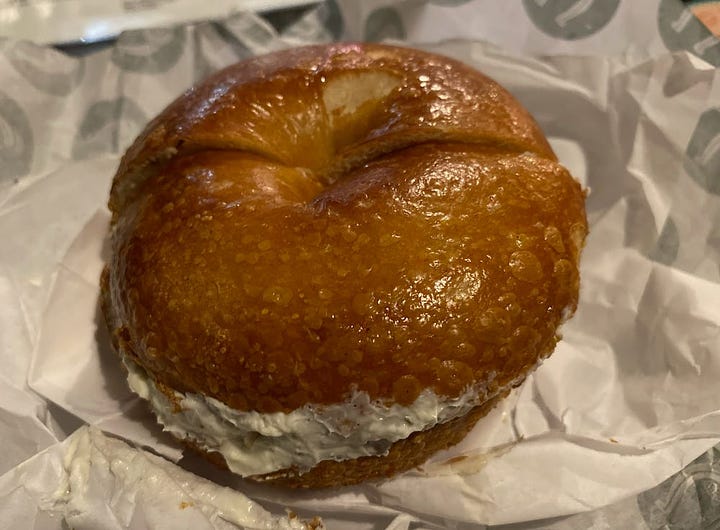 Plain bagels from Howdy Bagel.