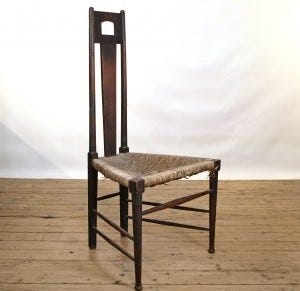 Chair by Charles Rennie Mackintosh (left) and Pewter Clock by Archibald Knox for Liberty (Right)