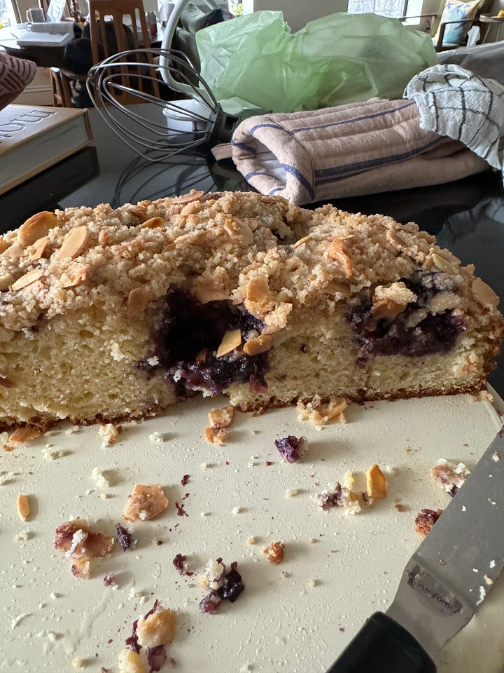 almond streusel coffee cake with brown rice flour