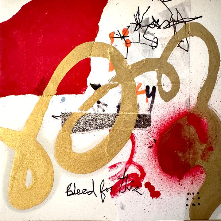 a gallery of two handmade mixed media collages by dave conrey