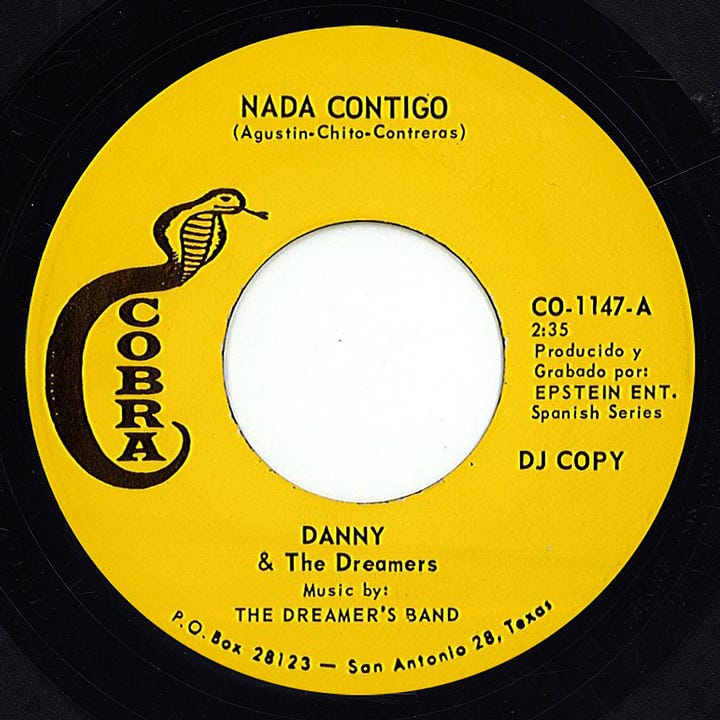 Singles produced for Epsetin's Cobra label in 1968: Nada Contigo b/w Un Mal Entendimento