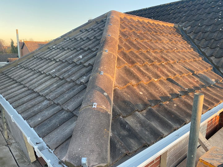 ridge tiles added to the roof