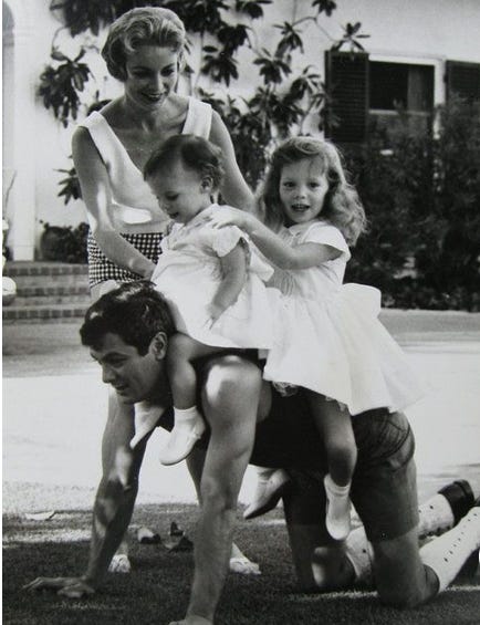 Tony Curtis and Janet Leigh and their daughters Kelly Curtis and Jame Lee Curtis