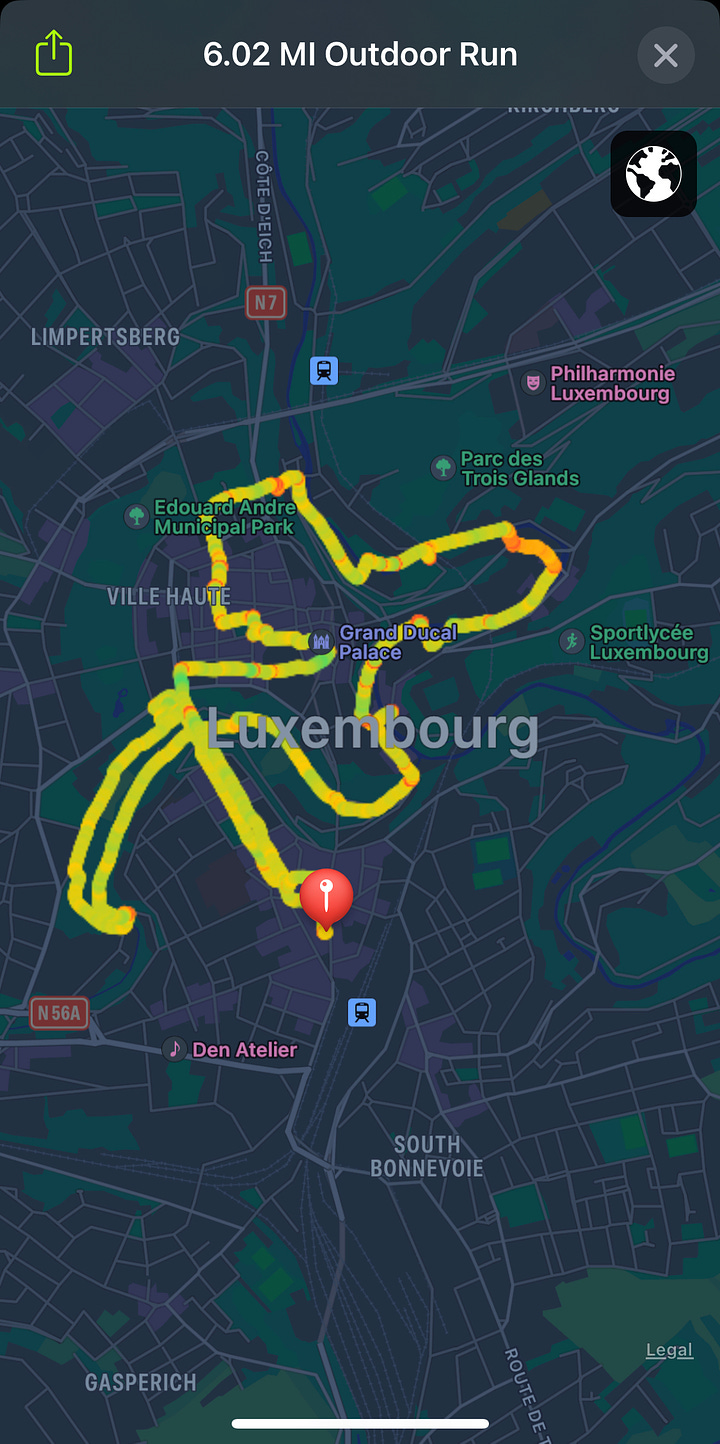 Run-see routes in Brussels and Luxembourg. Running routes in Brussels and Luxembourg.
