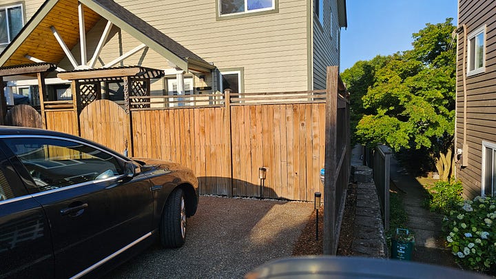 Images of a Personal Kanban, A fence being power washed, and the results of a hard day of work