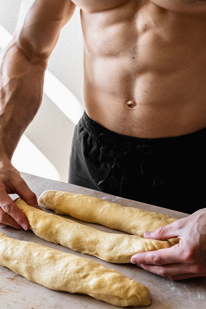 Photos showing process of making vegan olive oil brioche loaves