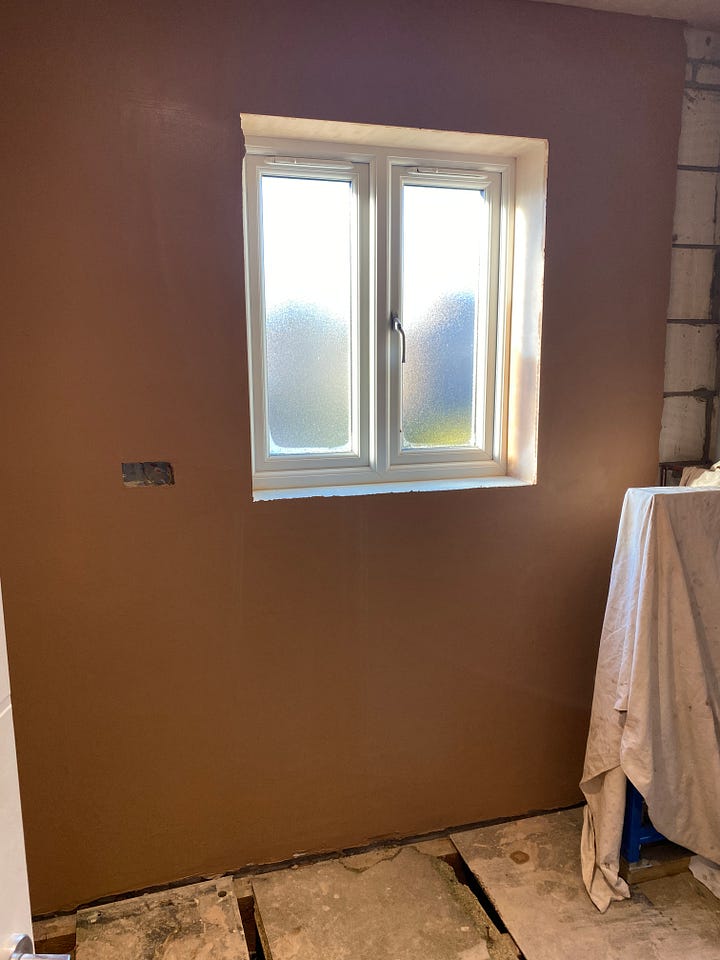 freshly plastered walls