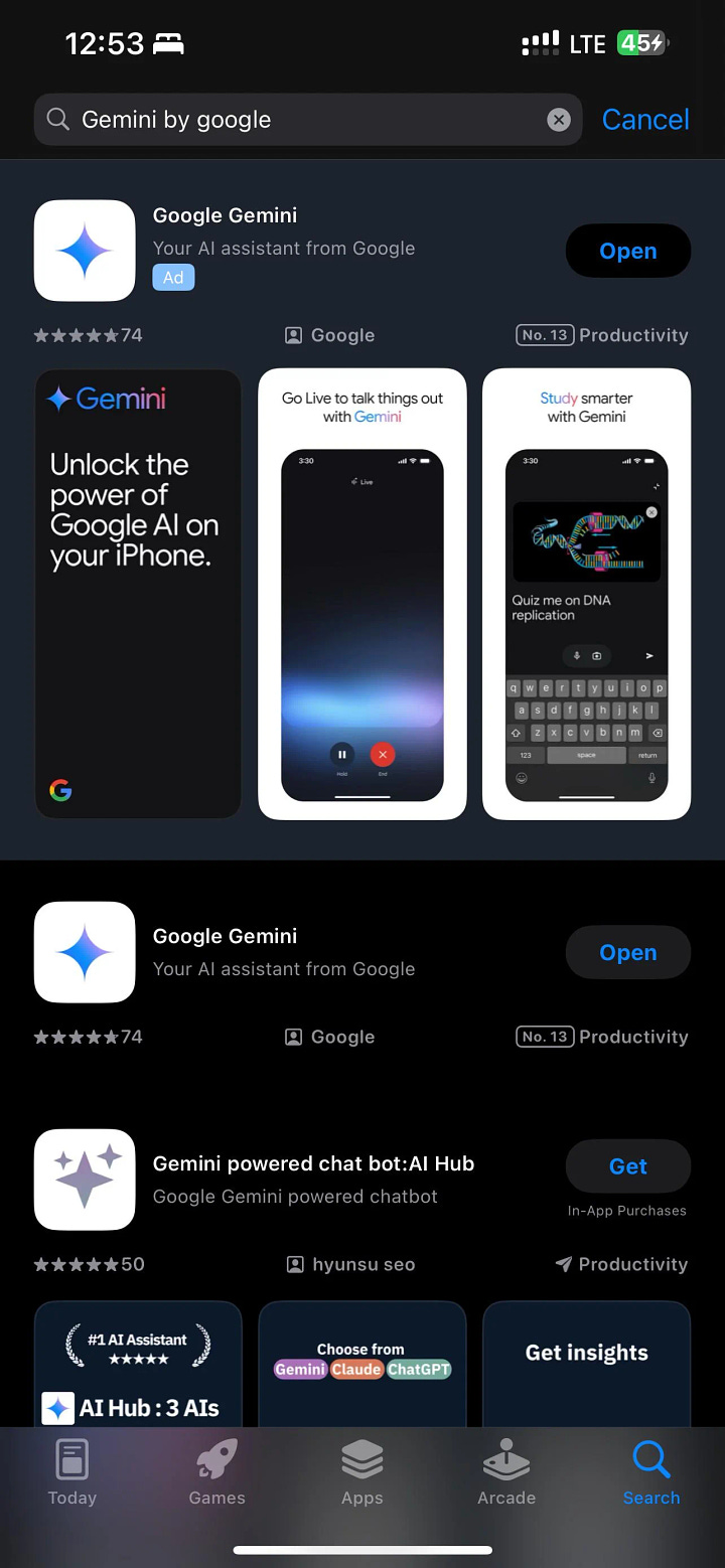 Google Gemini iOS iPhonee app