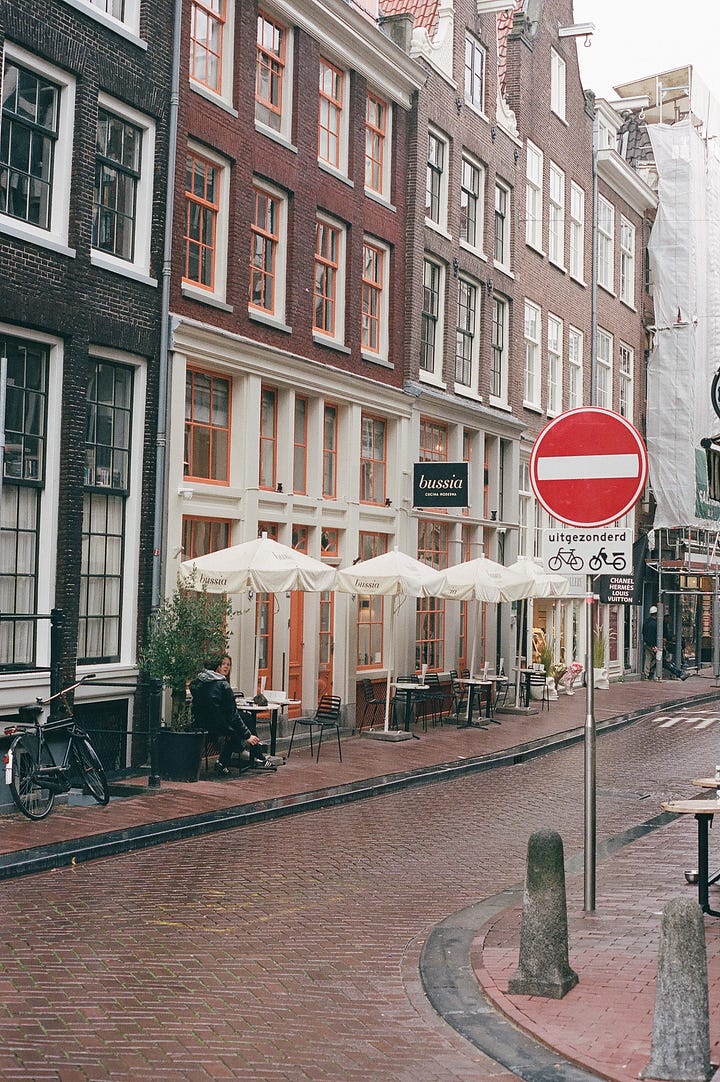 Amsterdam on 35mm film, lasagna making