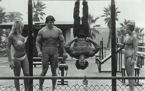 (L) The Gold Gym of Athens (R) Venice Beach, CA.  – barefoot and grounded.