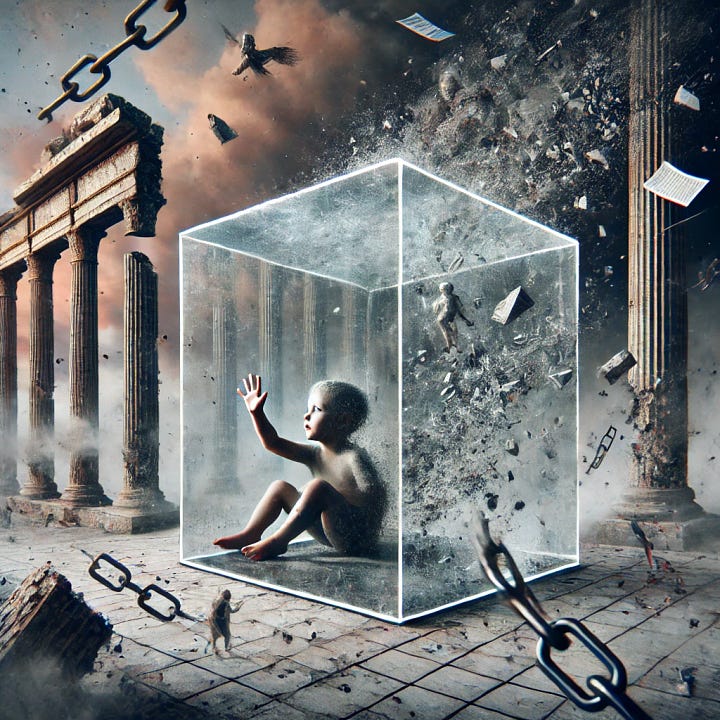 Surreal images based on the themes of the text.