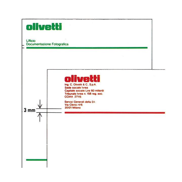 Olivetti logotype and corporate identity 1971, Walter Ballmer, LogoArchive, Logo Histories