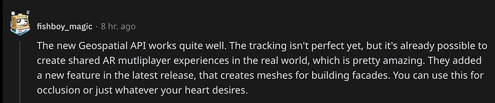 Redditors Feedback on Geospatial Creator for AR Development