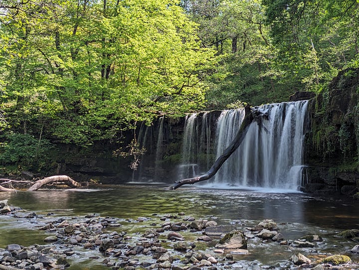 waterfalls in the brecon beacons sunshine