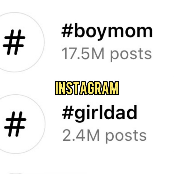 instagram and tiktok stats for hashtags boymom and girldad