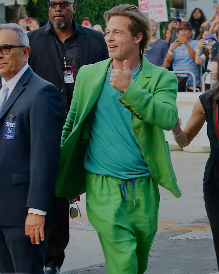 Brad Pitt monochromatic looks. Monochrome.