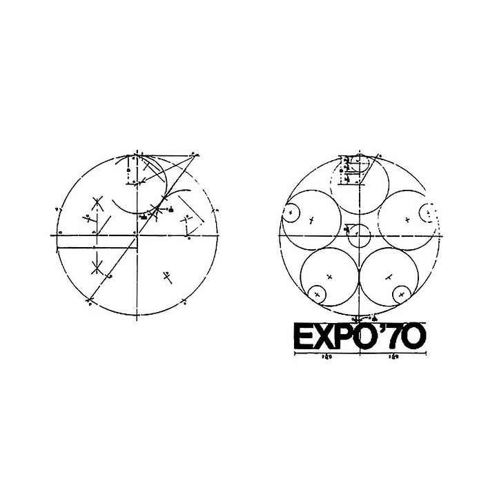 Expo 70 logo construction by Takeshi Otaka