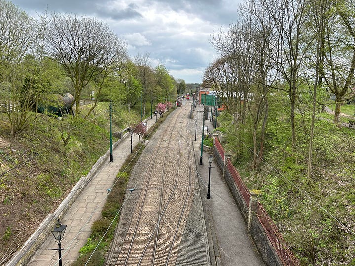 The Bowes-Lyon Bridge, Crich Tramway Village. Views of the bridge and the view from both sides overlooking the tramway. Images: Roland's Travels