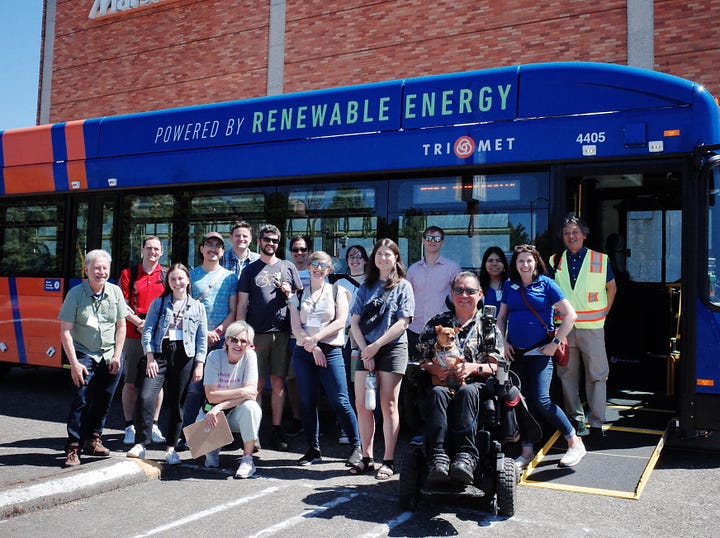 Tours:  Bike with Us: Deliver Goods in the Zero-Emission Delivery Zone, Transit Tour to Tigard’s Power to the Pedal E-Bike Share Pilot, Inviting Joy and Wonder Through Walking: A Forest Bathing-Inspired Experience, TriMet’s Powell Bus Operations Facility, Annual OATS Bike Ride