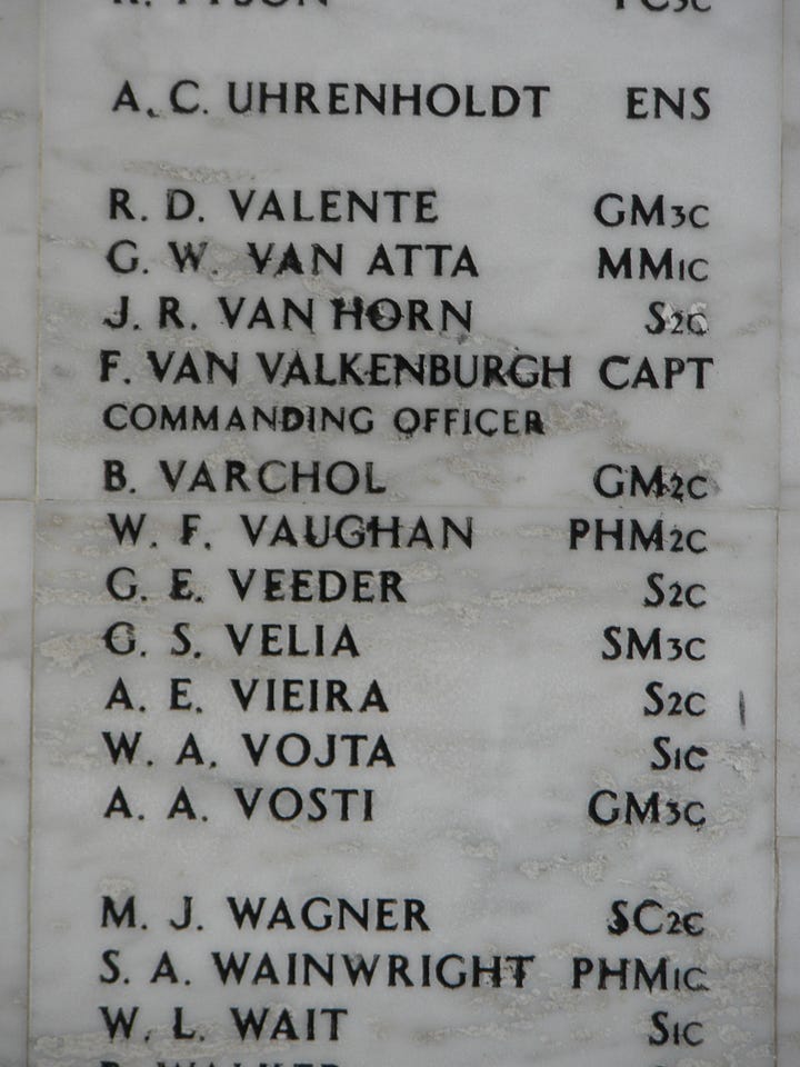 Name on wall of USS Arizona Memorial