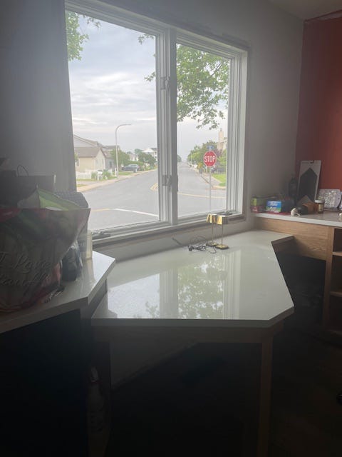 counter top with angles to allow for desk