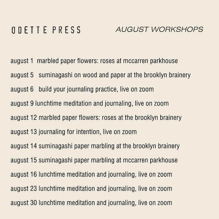 suminagashi paper marbling, marbled paper roses, and mindfulness meditation and journaling workshops in person in new york city, brooklyn, and online with kelly laughlin, artist and founder of odette press